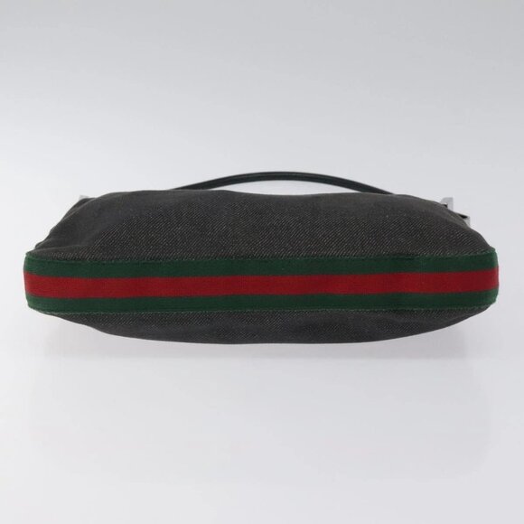GUCCI Web Sherry Line Shoulder Bag Canvas Black Red Green - Picture 5 of 16